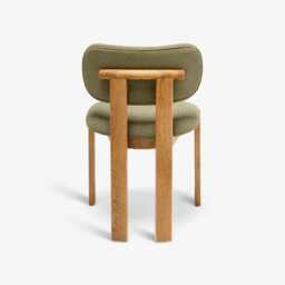 Cora Oak Armless Dining Chair in Olive Bouclé by Atkin And Thyme - thumbnail 3