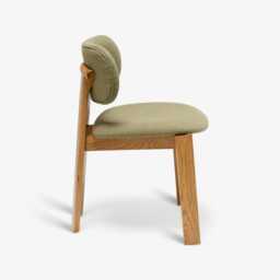 Cora Oak Armless Dining Chair in Olive Bouclé by Atkin And Thyme - thumbnail 4