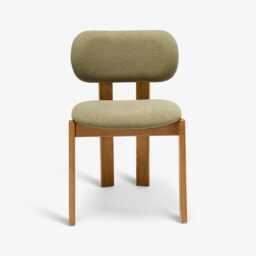 Cora Oak Armless Dining Chair in Olive Bouclé by Atkin And Thyme - thumbnail 5
