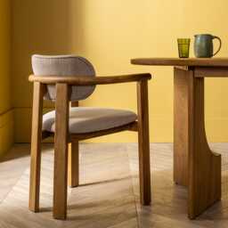 Cora Oak Dining Chair In Neutral Boucle by Atkin And Thyme - thumbnail 4