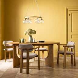 Cora Oak Dining Chair In Neutral Boucle by Atkin And Thyme - thumbnail 5