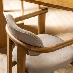 Cora Oak Dining Chair In Neutral Boucle by Atkin And Thyme - thumbnail 3