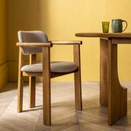 Cora Oak Dining Chair In Neutral Boucle by Atkin And Thyme