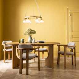 Cora Oak Dining Chair In Neutral Boucle by Atkin And Thyme - thumbnail 2