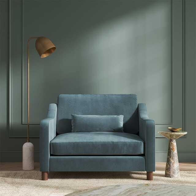 Hampton Loveseat In Airforce Eco Velvet by Atkin And Thyme, H85 x W122 x D95cm - image 1