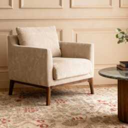 Barnaby Armchair in Mushroom Velvet by Atkin And Thyme, H79.5 x W72 x D89 cm - thumbnail 1