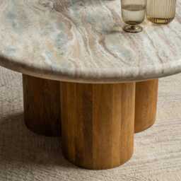 Column Marble Coffee Table - Natural by Atkin And Thyme, H41 x W82 x D82 cm - thumbnail 4