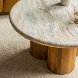 Column Marble Coffee Table - Natural by Atkin And Thyme, H41 x W82 x D82 cm - thumbnail 2