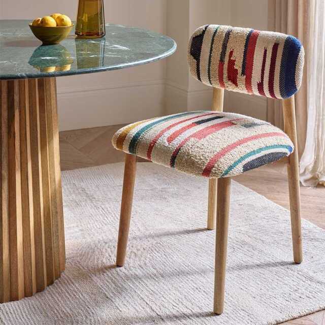 Layla Dining Chair In Striped Rug