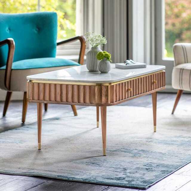 Flute Marble Coffee Table in Natural