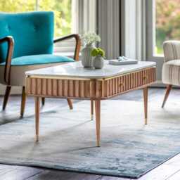 Flute Marble Coffee Table in Natural