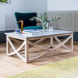 Lily Marble Top Coffee Table by Atkin And Thyme, W120 x D65 x H43cm - thumbnail 3