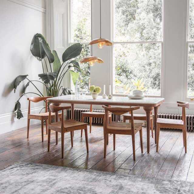 Cone Marble Dining Table 180 cm in Natural