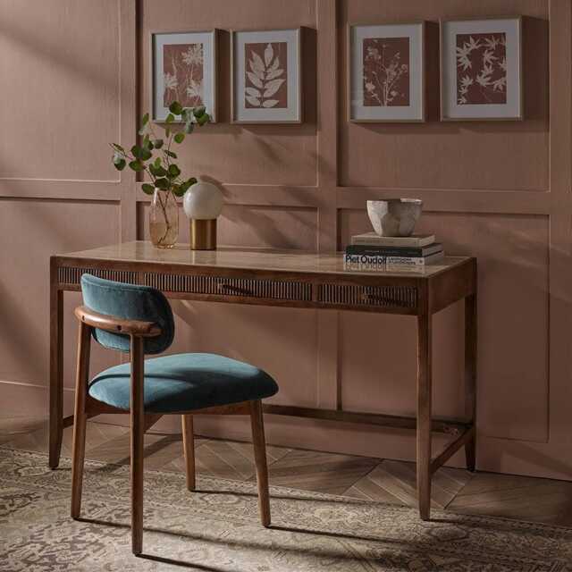 Mirabelle Travertine Desk by Atkin And Thyme, H76 x W140 x D60 cm - image 1