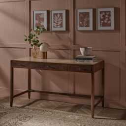 Mirabelle Travertine Desk by Atkin And Thyme, H76 x W140 x D60 cm - thumbnail 5