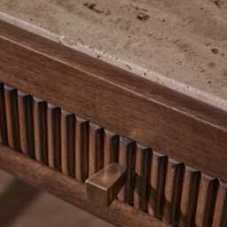 Mirabelle Travertine Desk by Atkin And Thyme, H76 x W140 x D60 cm - thumbnail 2