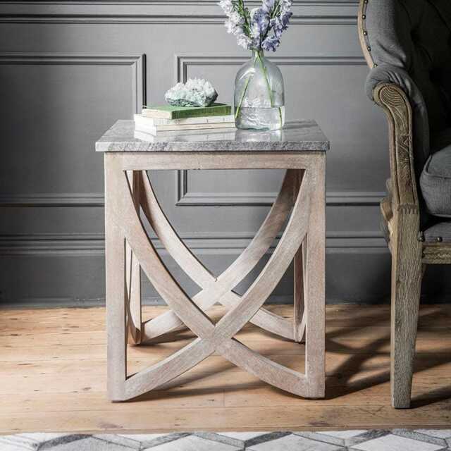 Lily Marble Top Side Table by Atkin And Thyme, W51 x D51 x H55cm - image 1