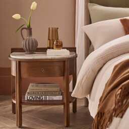 Queenie Marble  Bedside Table by Atkin And Thyme, H57 x W55 x D40cm - thumbnail 1