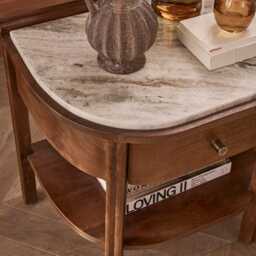 Queenie Marble  Bedside Table by Atkin And Thyme, H57 x W55 x D40cm - thumbnail 2