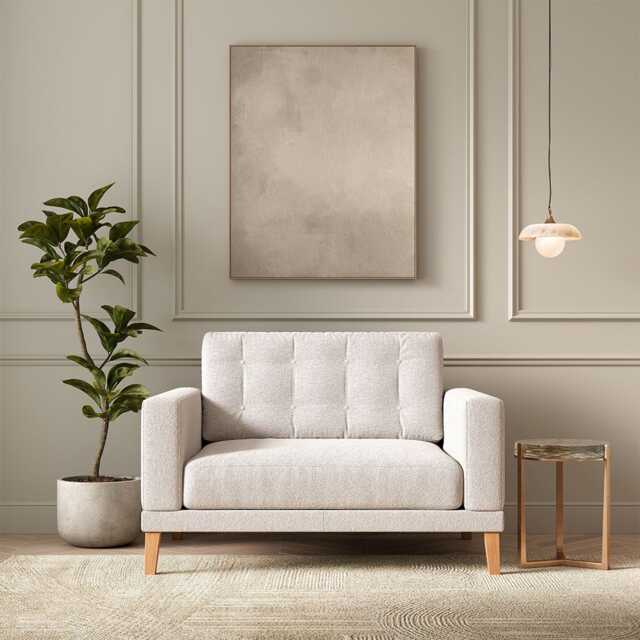 Fitzroy Loveseat In Ivory Boucle by Atkin And Thyme, H86 x W126 x D100 cm - image 1