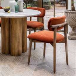 Layla Dining Chair In Rust Velvet by Atkin And Thyme, H79 x W49 x D52.5 cm, Seat Height 48cm - thumbnail 2