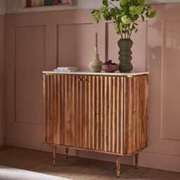 Flute Marble Drinks Cabinet by Atkin And Thyme, W95 x D41 x H90cm