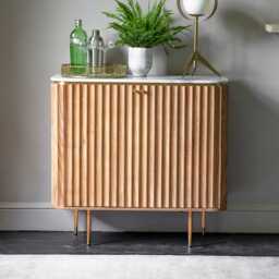Flute Marble Drinks Cabinet by Atkin And Thyme, W95 x D41 x H90cm - thumbnail 2