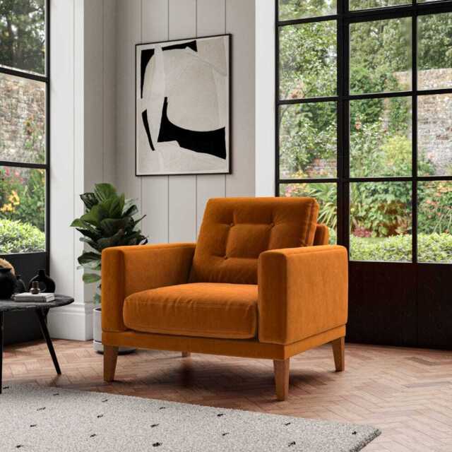Fitzroy Armchair In Burnt Easy Care Velvet