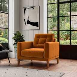 Fitzroy Armchair In Burnt Easy Care Velvet