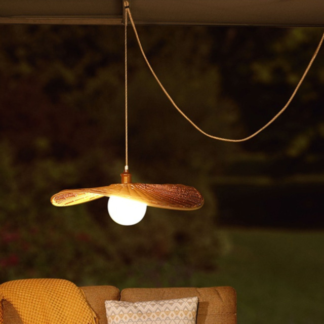 Liguria Rechargeable Rattan Pendant Light Natural