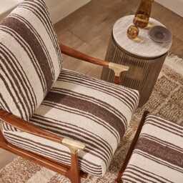 Levi Armchair In Striped Rug by Atkin And Thyme, H91 x W76 x D74 cm - thumbnail 2