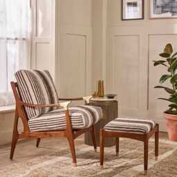 Levi Armchair In Striped Rug by Atkin And Thyme, H91 x W76 x D74 cm