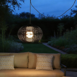 Ravello Rechargeable Rattan Pendant Light in Black