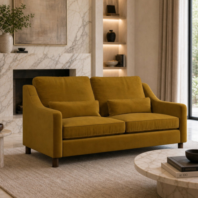 Hampton 3 Seat Sofa In Turmeric Easy Care Velvet