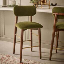Layla Bar stool in Deep Green Velvet