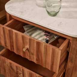 Flute Marble Two Drawer Bedside Table by Atkin And Thyme, H54 x W52 x D41cm - thumbnail 5