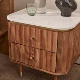 Flute Marble Two Drawer Bedside Table by Atkin And Thyme, H54 x W52 x D41cm - thumbnail 4