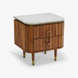 Flute Marble Two Drawer Bedside Table by Atkin And Thyme, H54 x W52 x D41cm - thumbnail 2