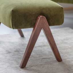 Scoop Footstool in Deep Green Velvet by Atkin And Thyme, H43 x W74 x D43 cm - thumbnail 2