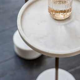 UNION SIDE TABLES - WHITE MARBLE by Atkin And Thyme, Large Dia.25 x H49cm Small Dia.20 x H56cm - thumbnail 2