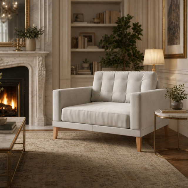 Fitzroy Loveseat In Bone Easy Care Velvet
