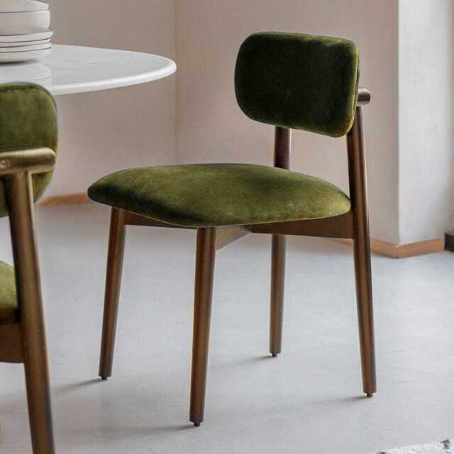 Layla Dining Chair In Deep Green Velvet