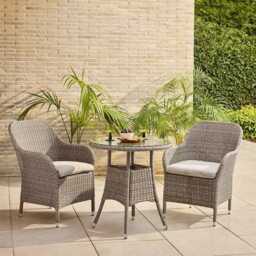 Matilda 2 Seat Bistro Set by Atkin And Thyme, Table H74.5 x 69.5 x D69.5cm  Armchair H85 x W65 x D65 cm