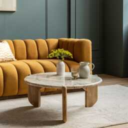 Trento Marble Coffee Table by Atkin And Thyme, H36 x W84 x D84 cm