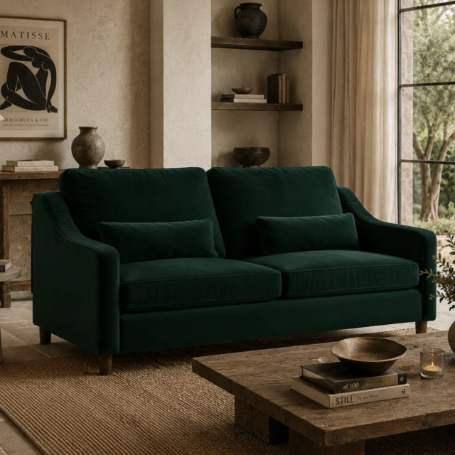 Hampton 4 Seat Sofa In Hunter Easy Care Velvet