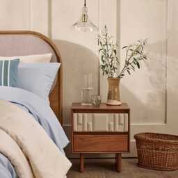 Lisbon Bedside Table In Almond White by Atkin And Thyme, H50 x W45 x D35cm - thumbnail 2