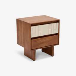 Lisbon Bedside Table In Almond White by Atkin And Thyme, H50 x W45 x D35cm - thumbnail 5