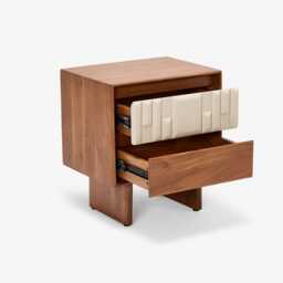 Lisbon Bedside Table In Almond White by Atkin And Thyme, H50 x W45 x D35cm - thumbnail 3