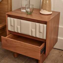 Lisbon Bedside Table In Almond White by Atkin And Thyme, H50 x W45 x D35cm - thumbnail 4