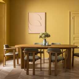 Cora Oak Dining Chair In Olive Green Boucle by Atkin And Thyme - thumbnail 2